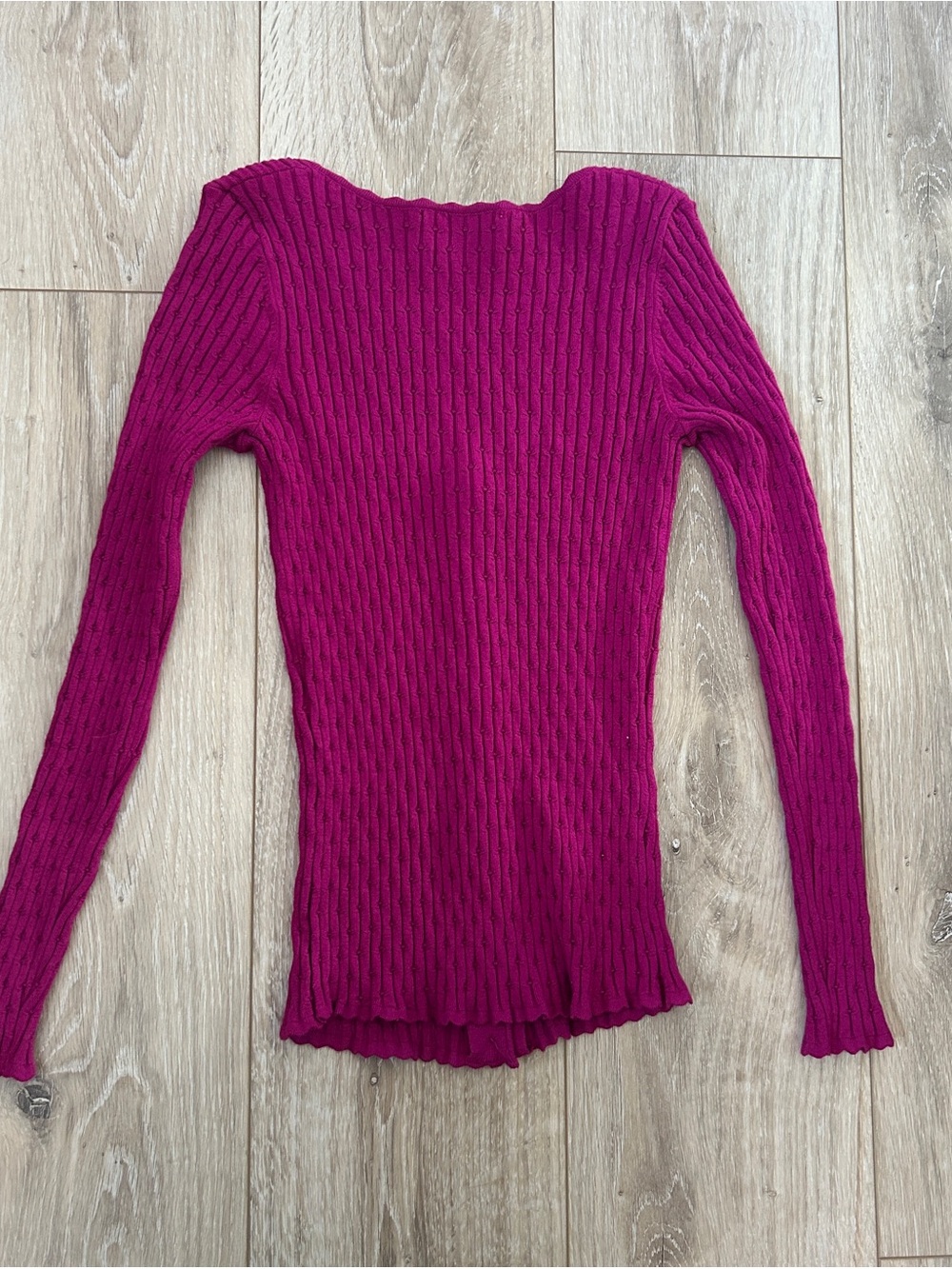 Sézane Ribbed Button-Front Long Sleeve Top - Picture 4 of 4
